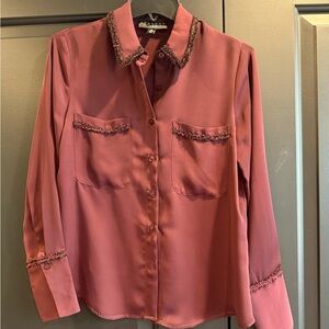 Laundry by Shelli segal button down with Boucle trim xs